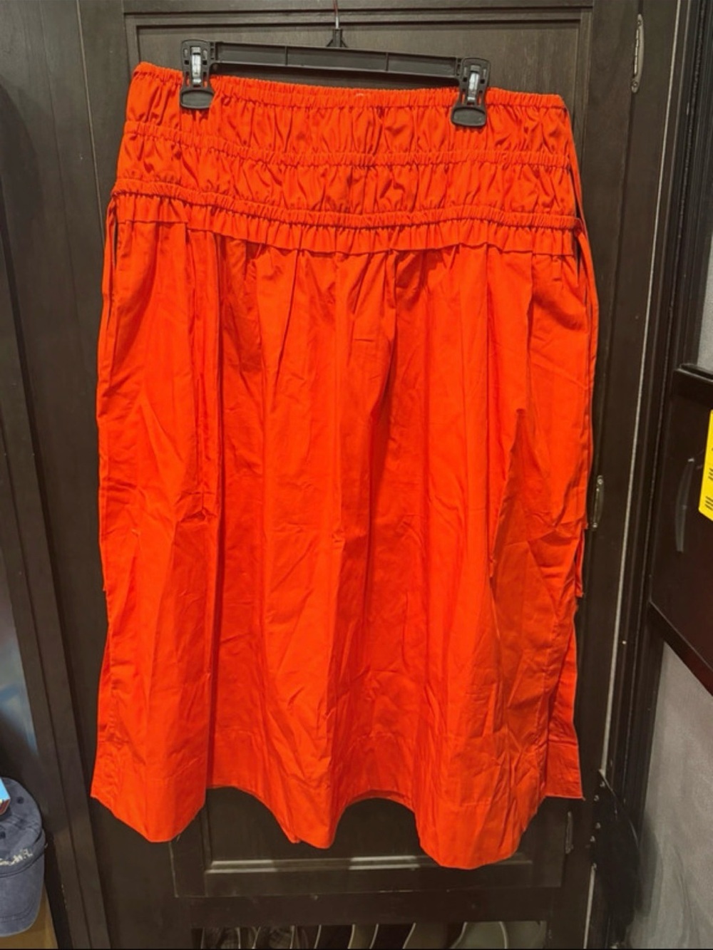 Midi Skirt with Elastic Waist in Vibrant Orange